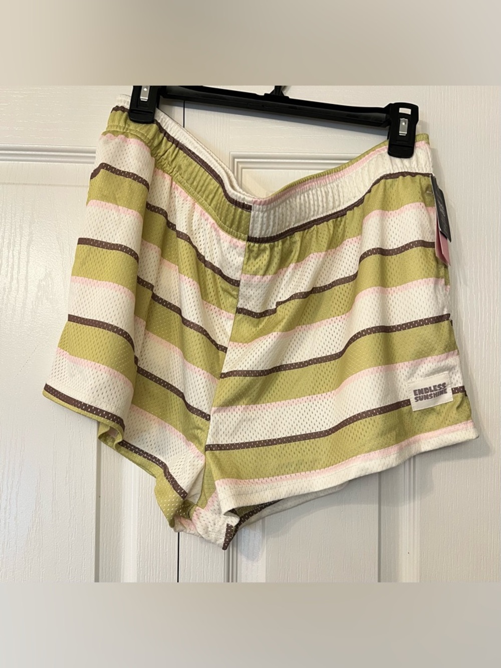 Grayson Threads Shorts Womens  Green Striped Mesh Colorblock Casual Size XXL NWT